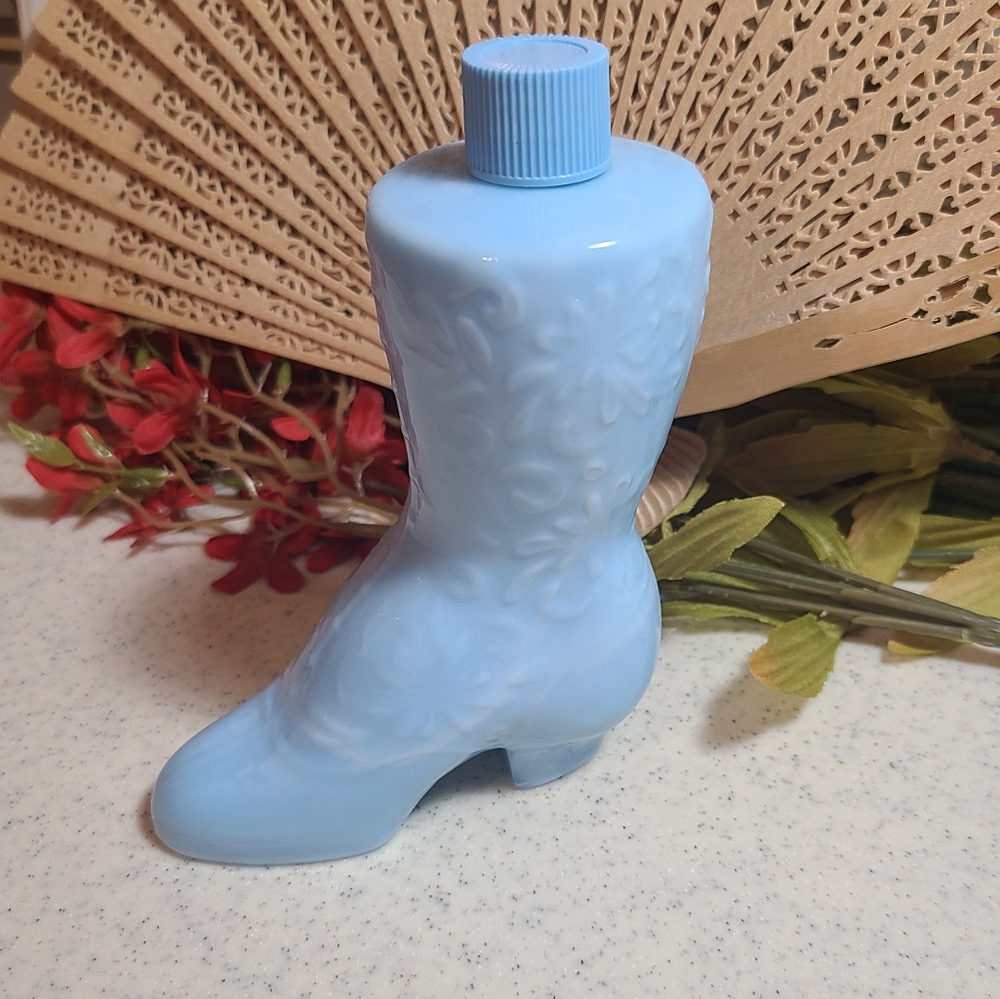 Light Blue Boot-Shaped Decorative Bottle AVON Collectible Bottle Empty